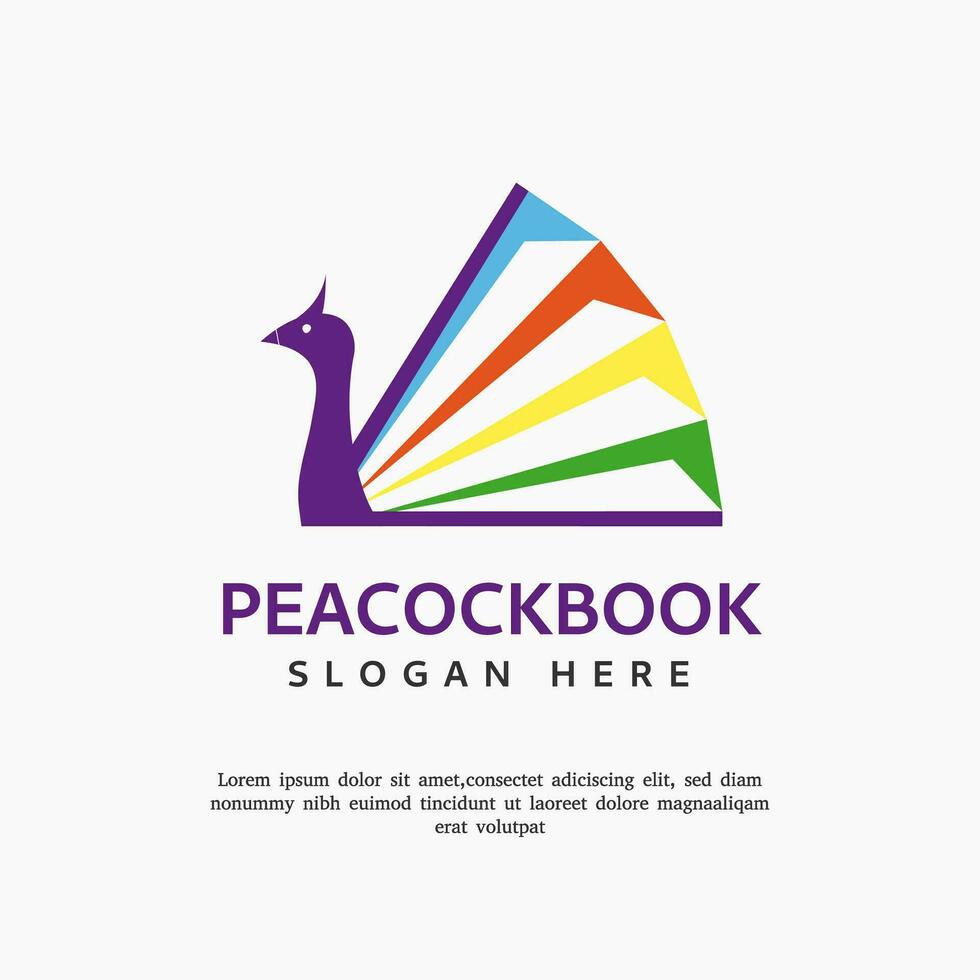 peacock book logo design template vector