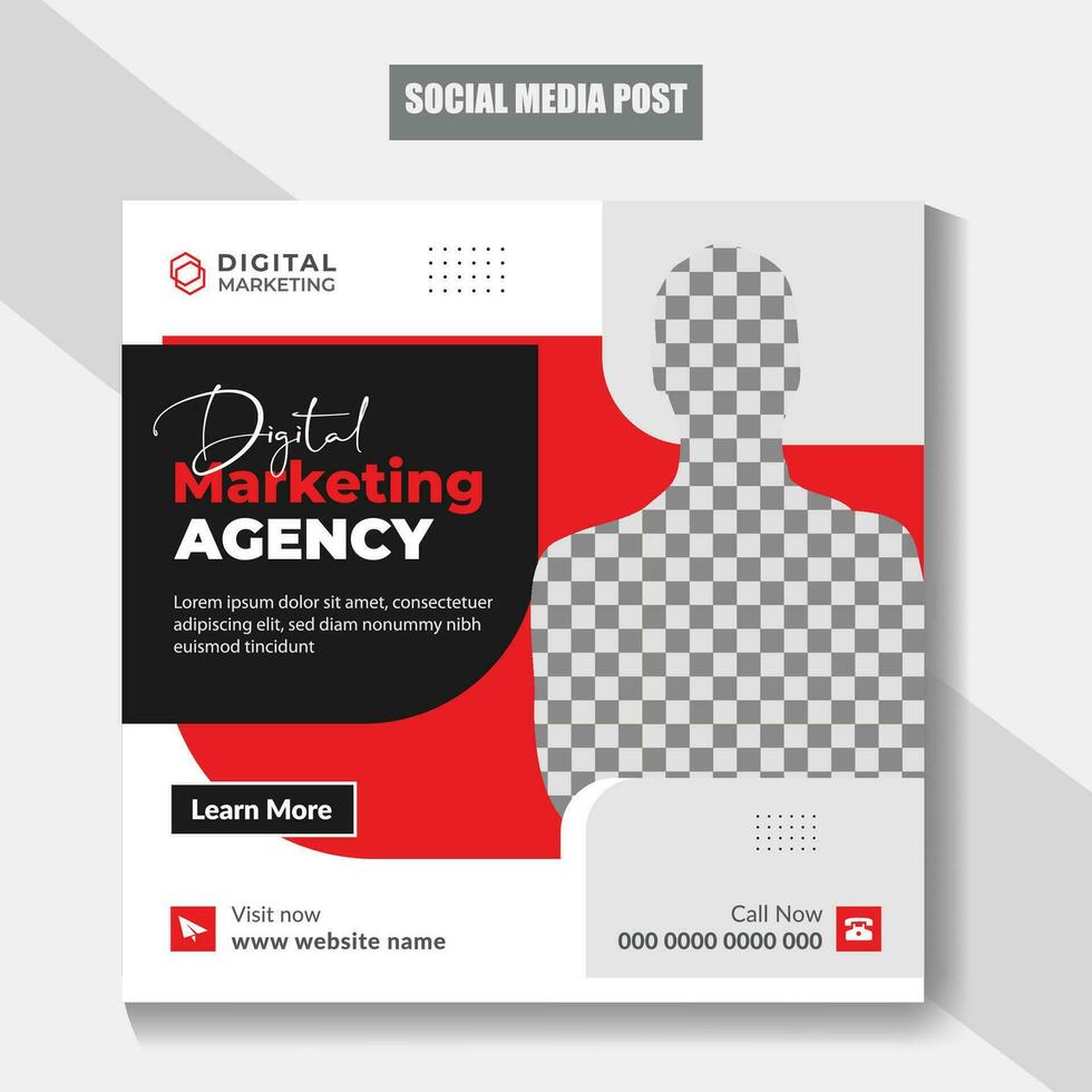 Digital Marketing Web Banner Template Design, Corporate Square Flyer Post Design, Marketing Agency Social Media Post Web Banner. vector