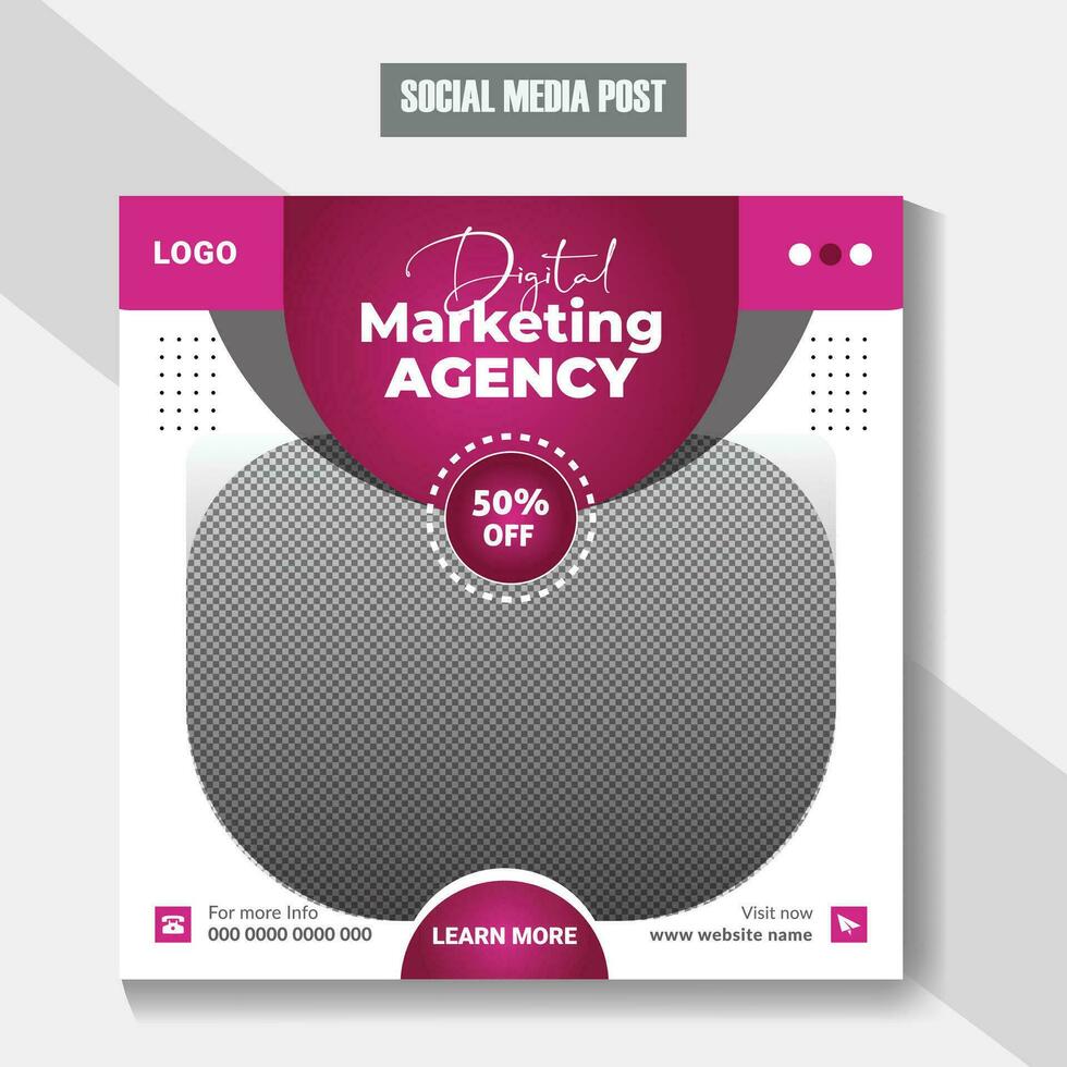 Modern digital marketing post banner free, digital marketing social media post banner. Digital marketing online banner. vector