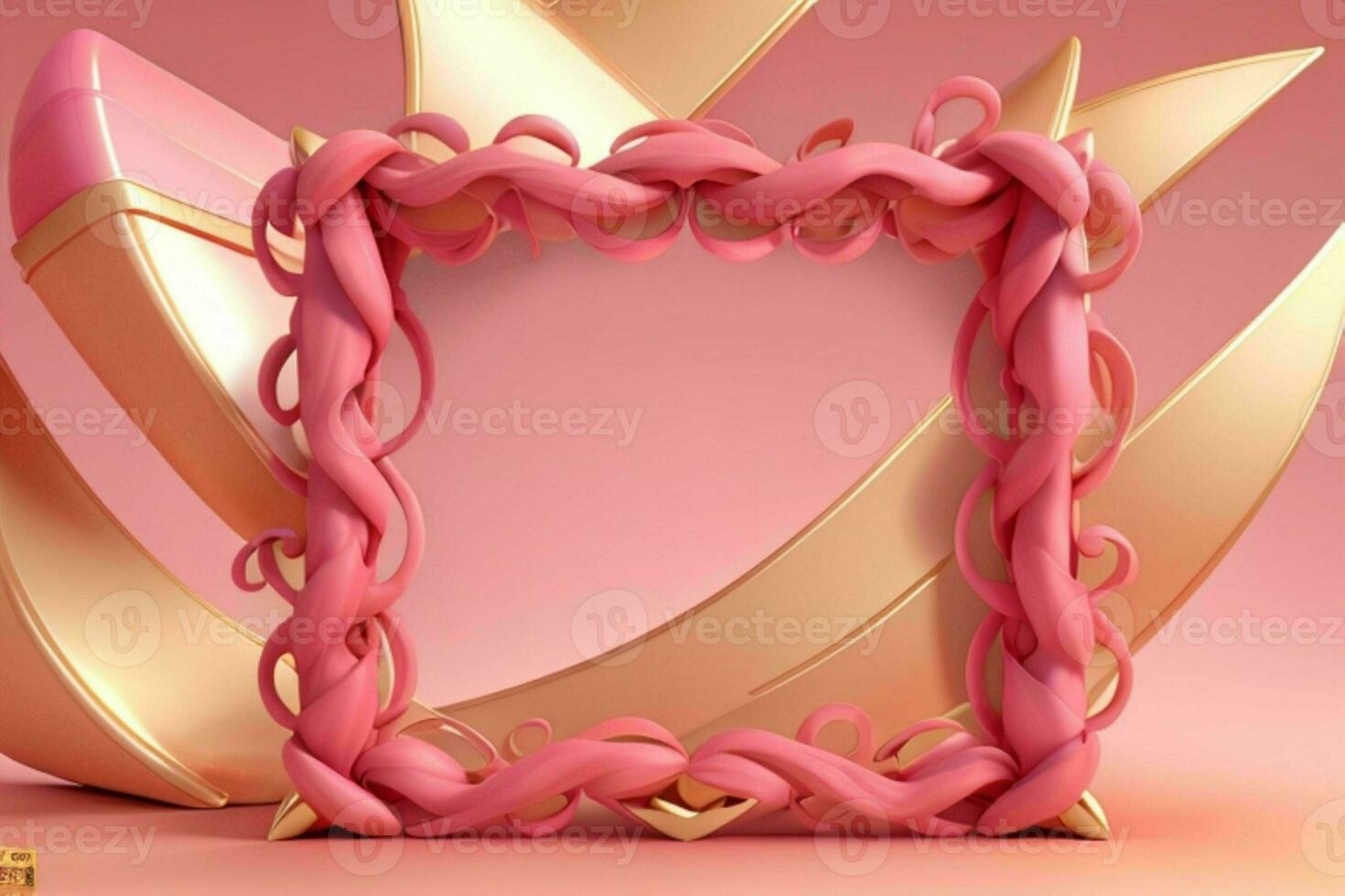 AI generated 3d rendering luxury pink and golden abstract background. Pro Photo