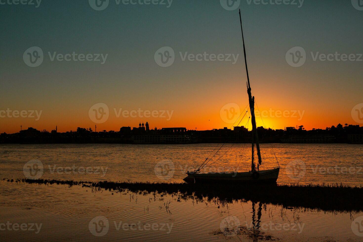 Nile the longest river in Africa. Primary water source of Egypt. Landscape with clear water river. photo