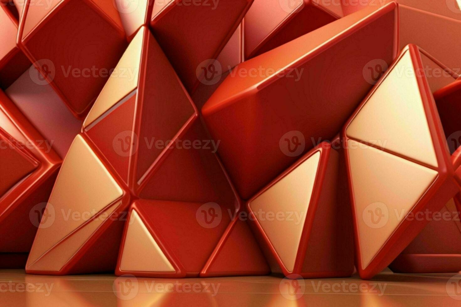 AI generated 3d rendering luxury red and golden abstract background. Pro Photo