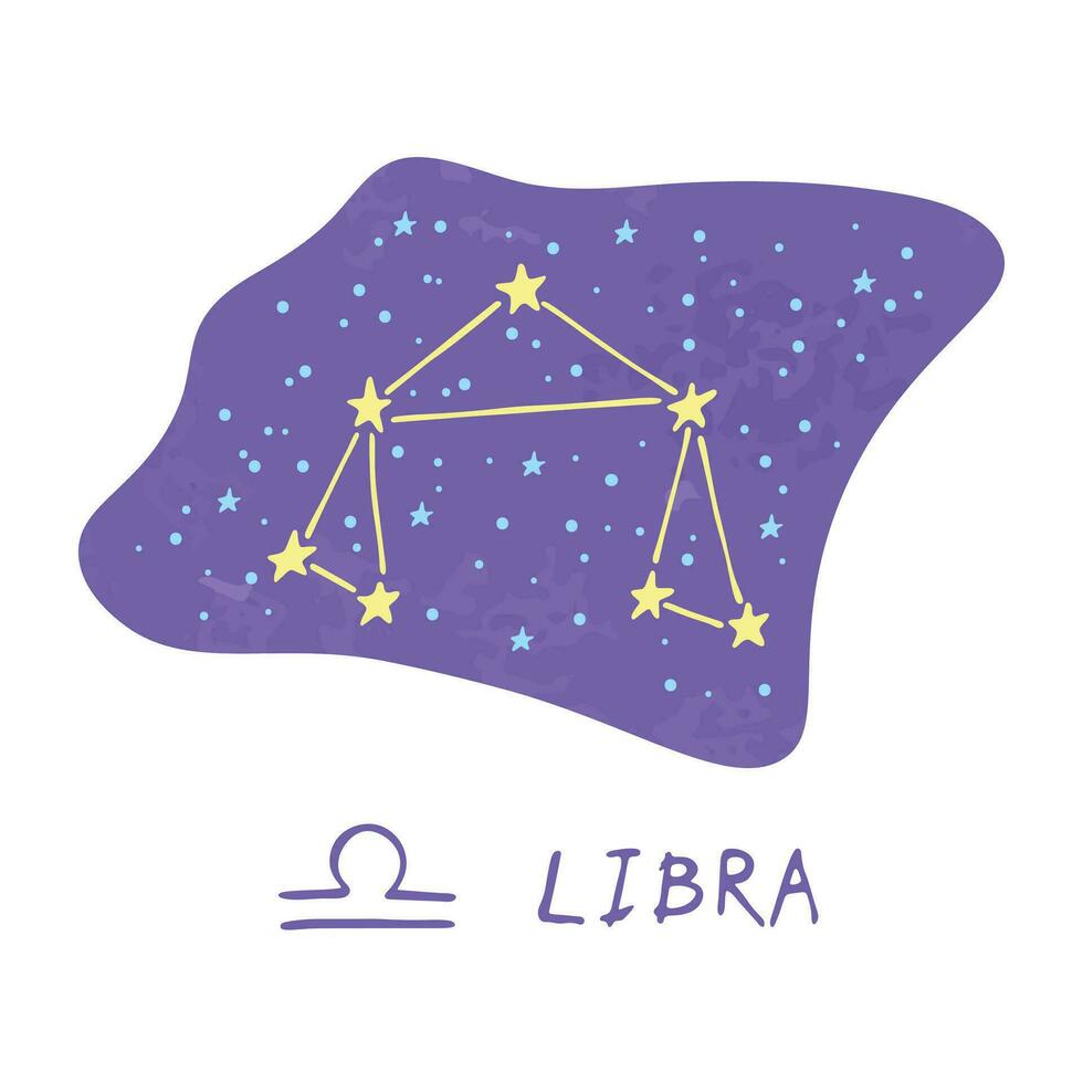 Hand drawn libra zodiac sign Esoteric symbol doodle Astrology clipart Element for design vector