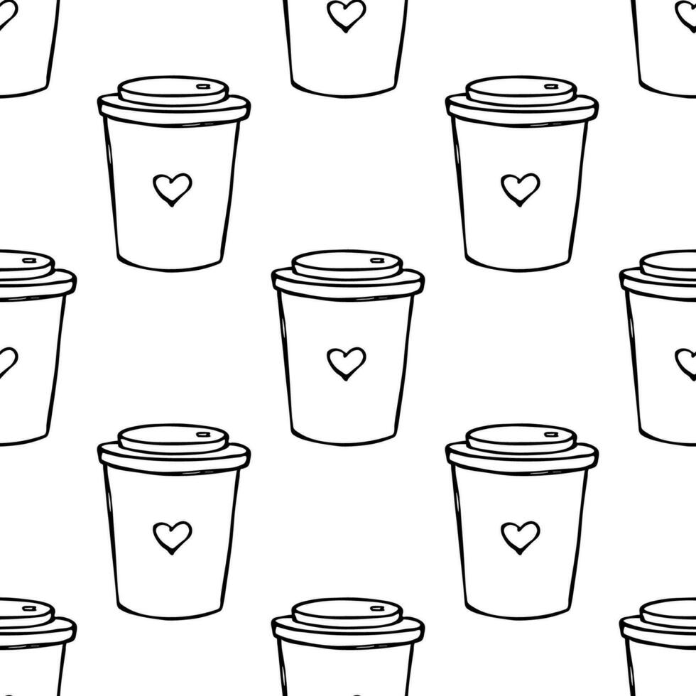 Seamless pattern with cute cup of tea or coffee doodle for decorative print, wrapping paper, greeting cards, wallpaper and fabric vector