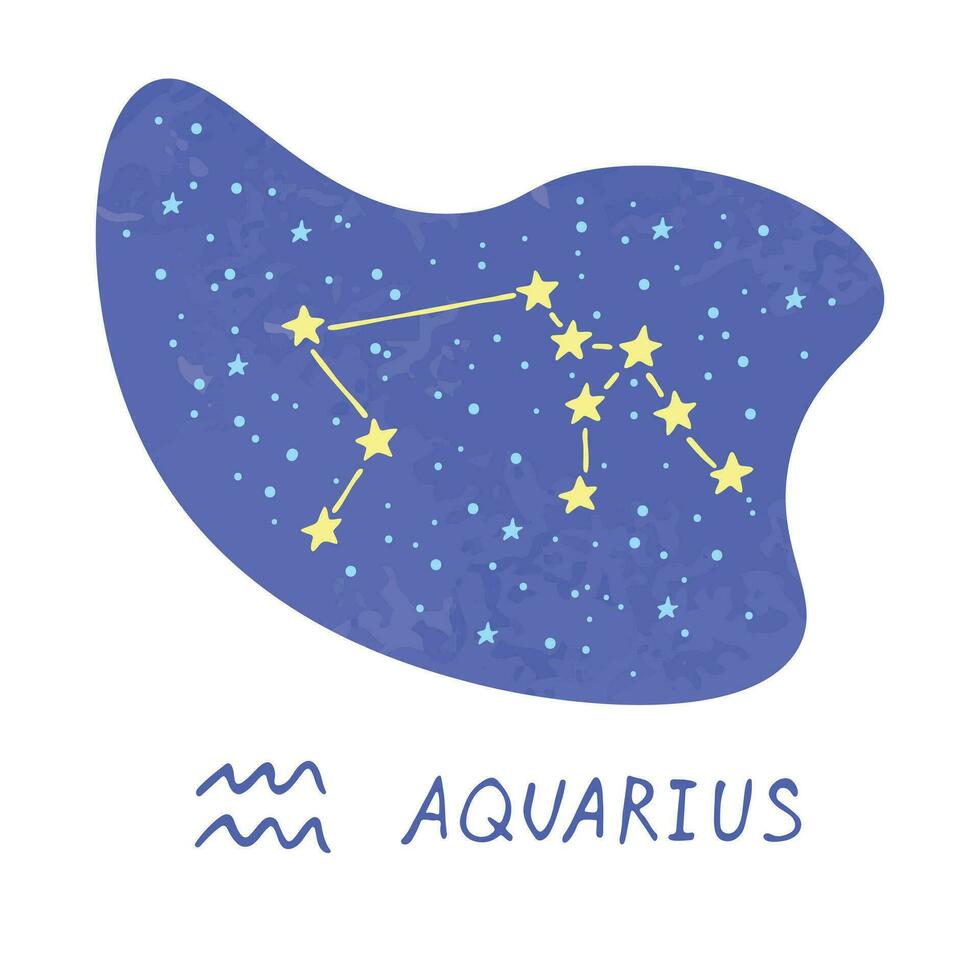 dibujado a mano acuario signo del zodiaco símbolo esotérico garabato astrología elemento de imágenes prediseñadas para el diseño vector
