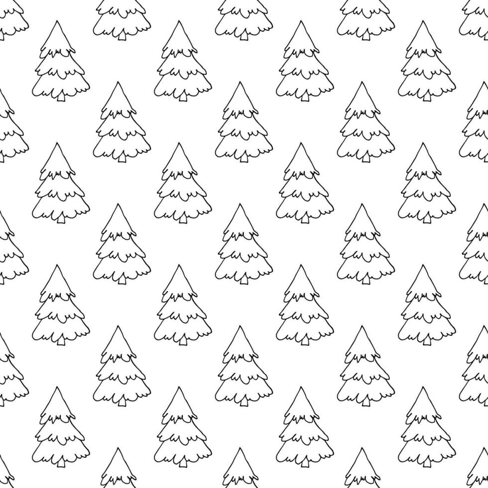 Seamless pattern with geometric minimal scandinavian Christmas tree doodle for decorative print, wrapping paper, greeting cards and fabric vector