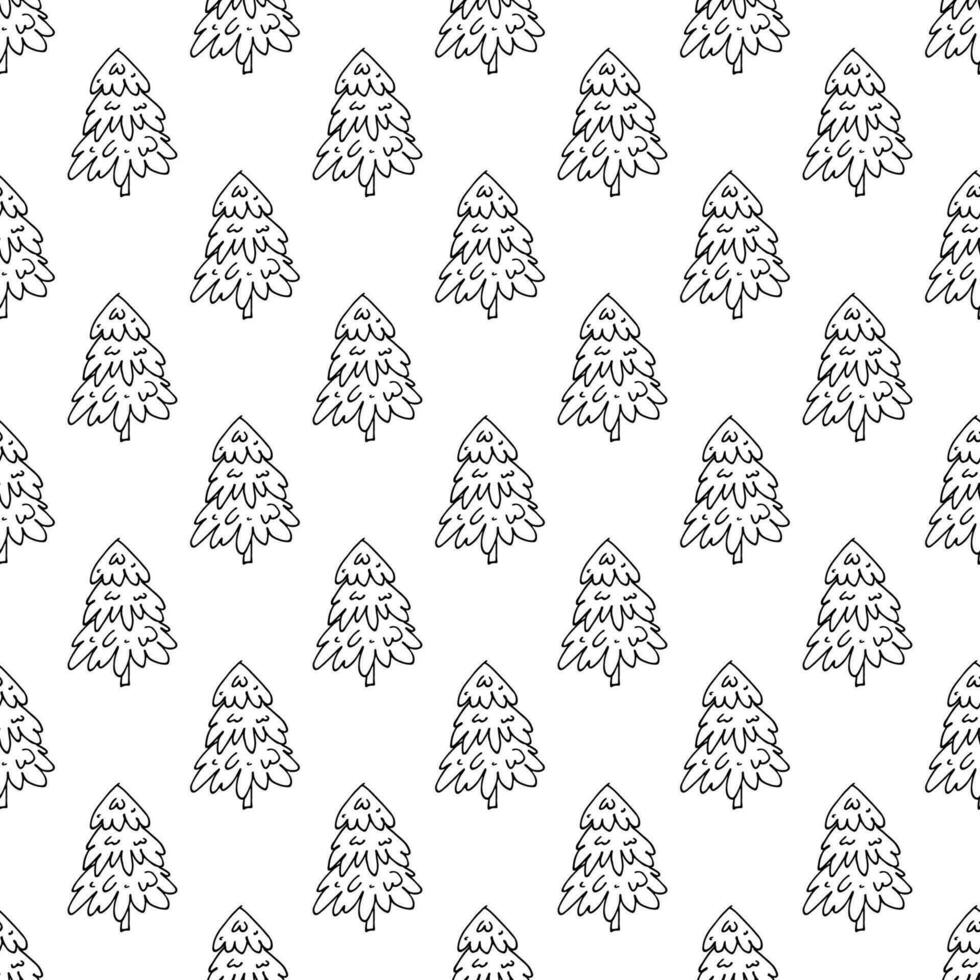 Seamless pattern with geometric minimal scandinavian Christmas tree doodle for decorative print, wrapping paper, greeting cards and fabric vector