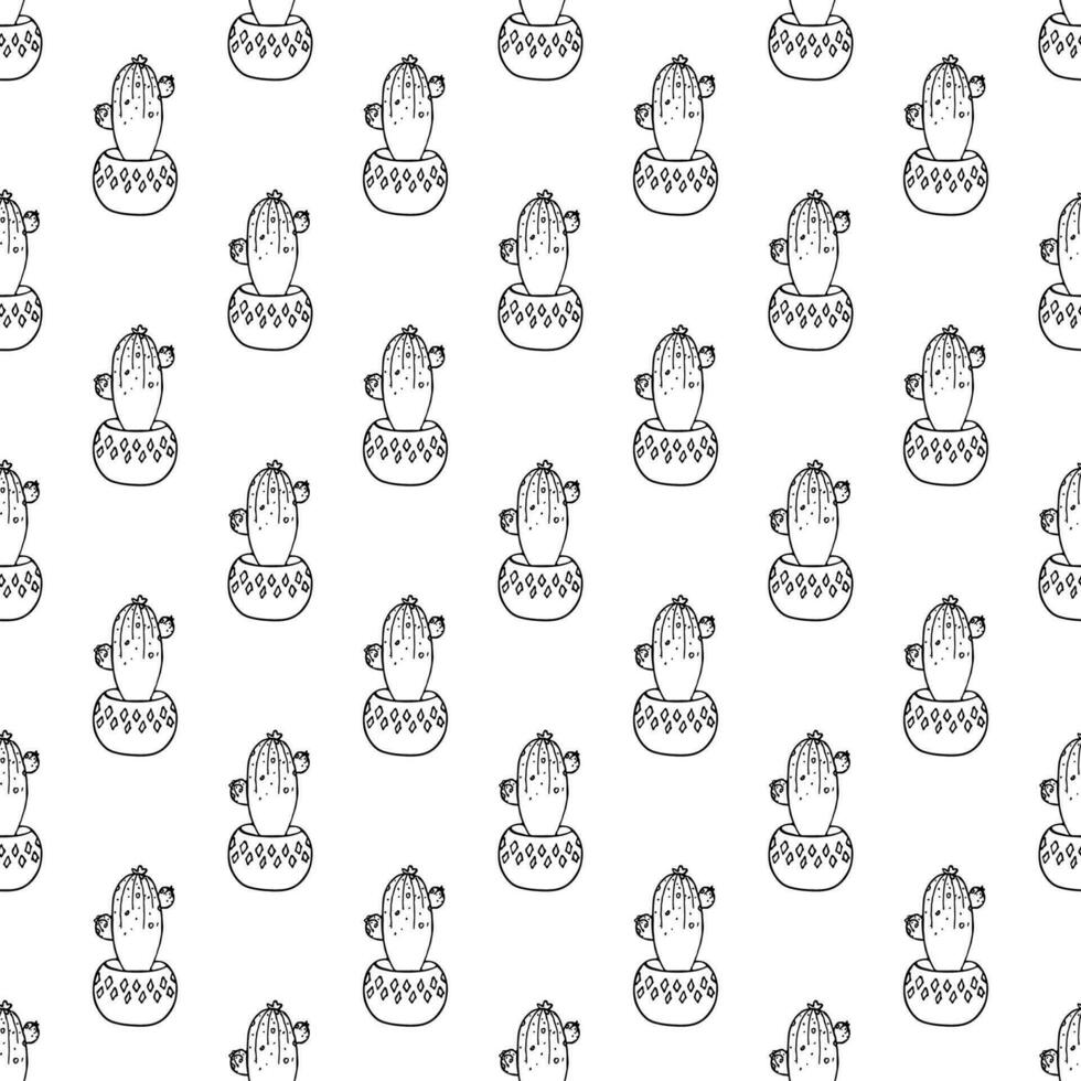 Seamless pattern with cactus doodle for decorative print, wrapping paper, greeting cards and fabric vector