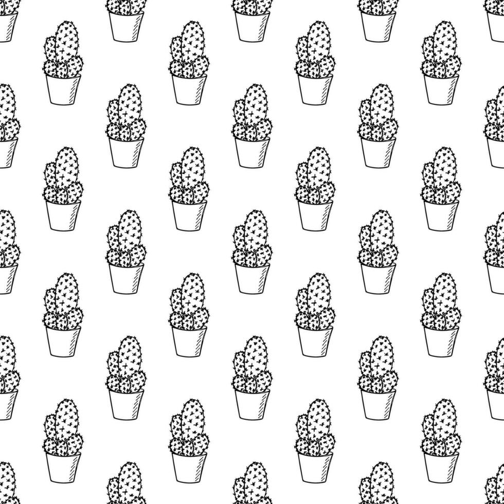 Seamless pattern with cactus doodle for decorative print, wrapping paper, greeting cards and fabric vector