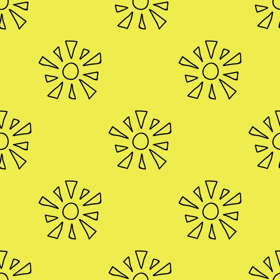 Seamless pattern with sun doodle for decorative print, wrapping paper, greeting cards, wallpaper and fabric vector