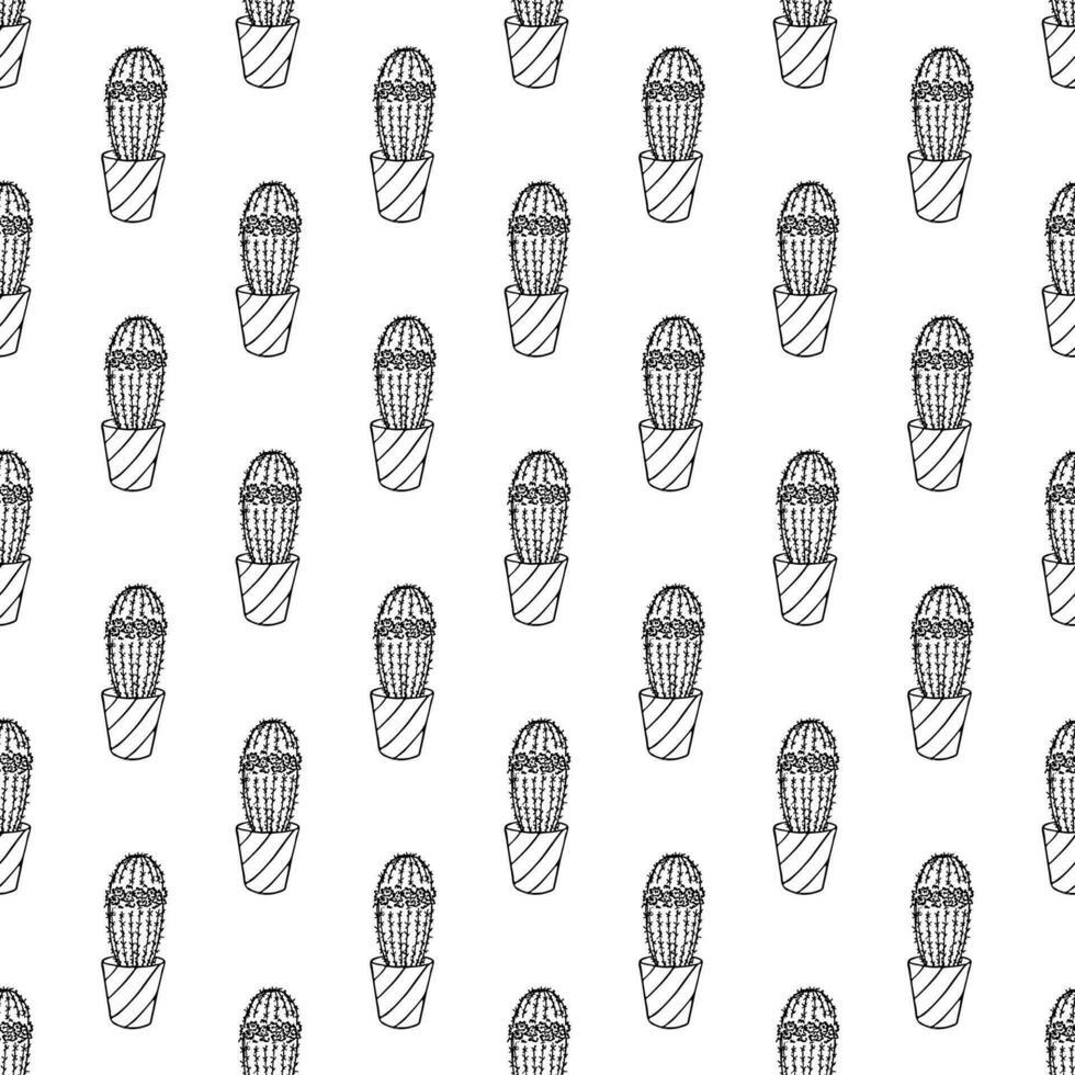 Seamless pattern with cactus doodle for decorative print, wrapping paper, greeting cards and fabric vector