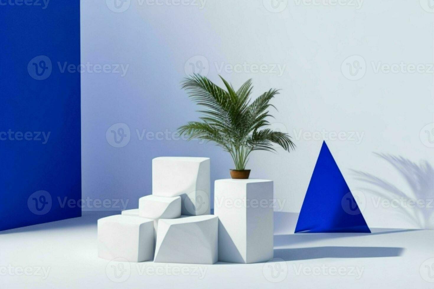 AI generated Premium stones podium for Presentation of the product with leaves. Pro Photo