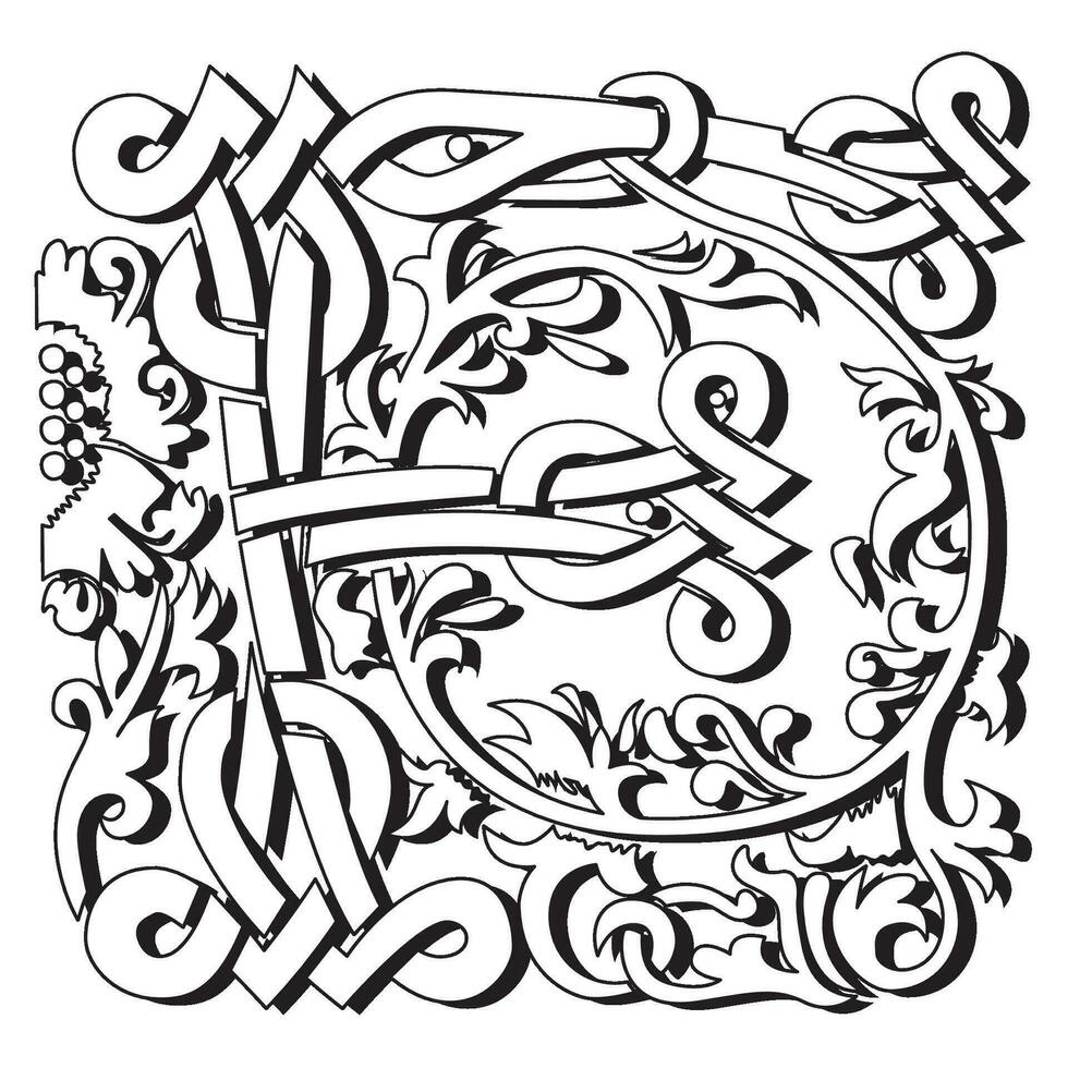 Masselle Initial Caps Font Capital Letter F vector design
