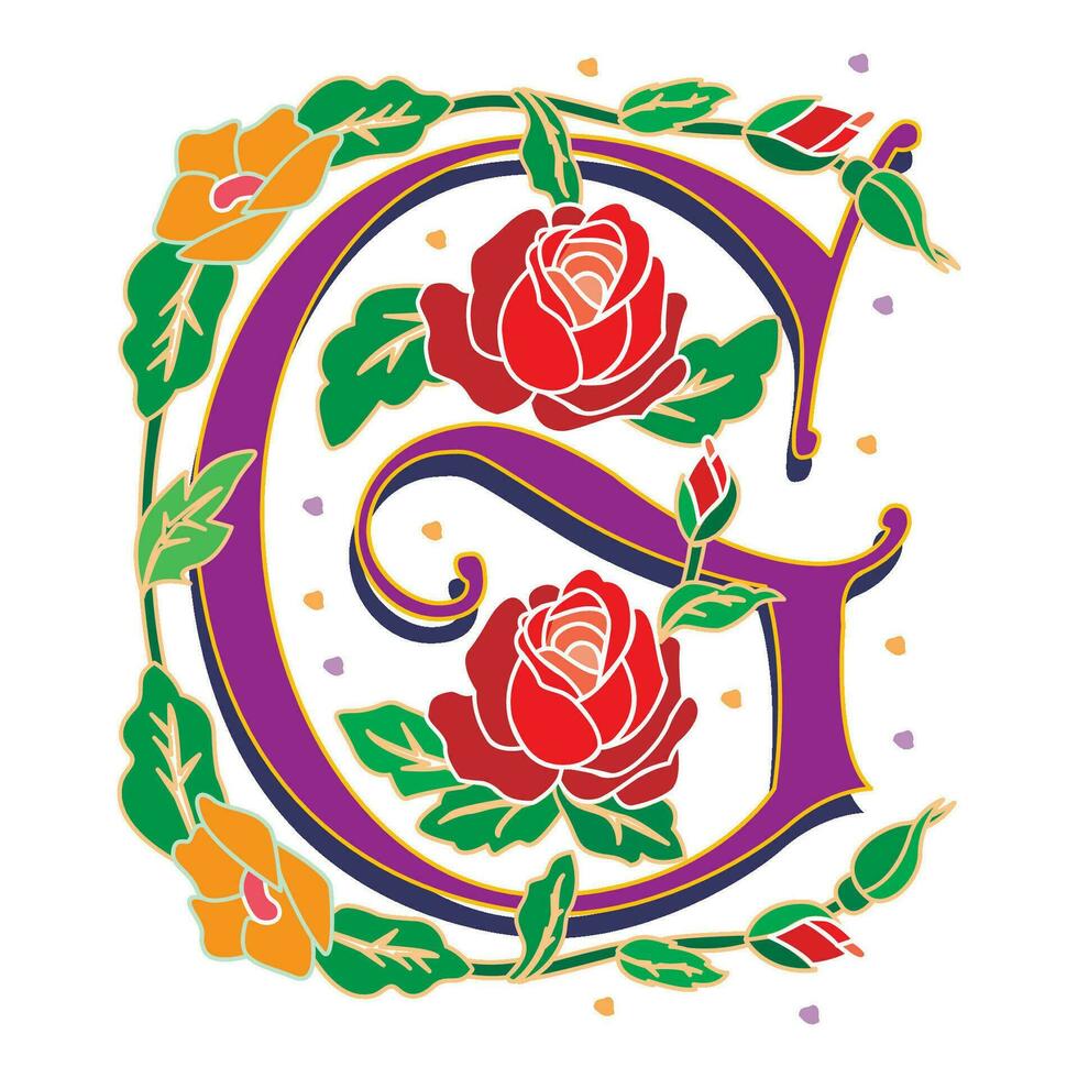 rosette Initial Caps Font Capital Letter G vector design