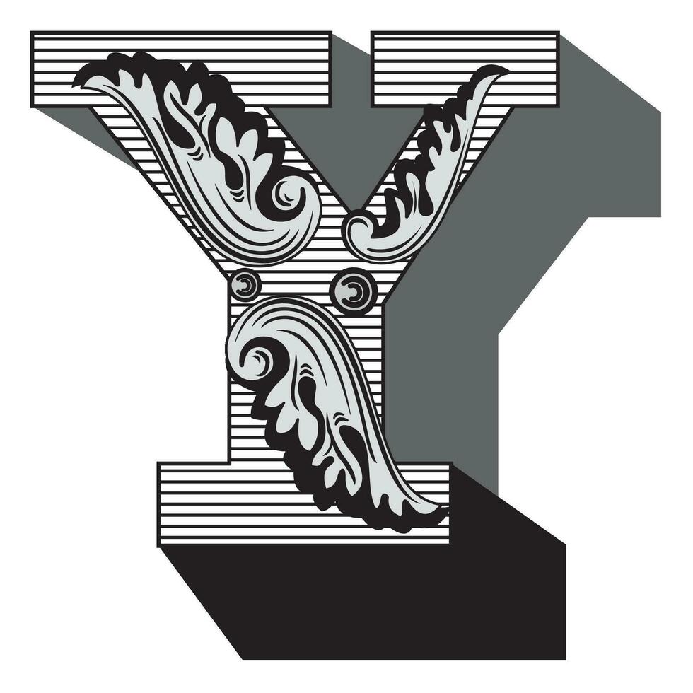 Art Federal Initial Caps Font Capital Letter Y vector design