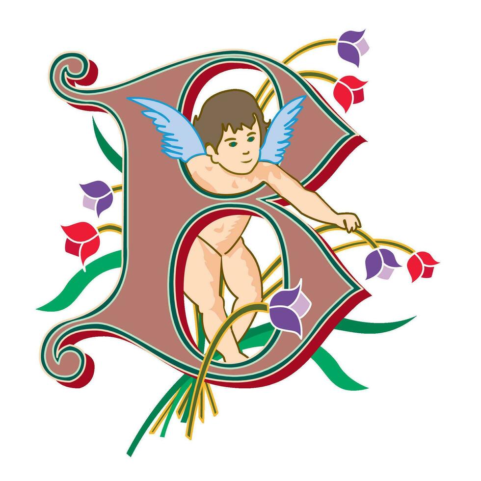 Cherubs Initial Caps Font Capital Letter B vector design