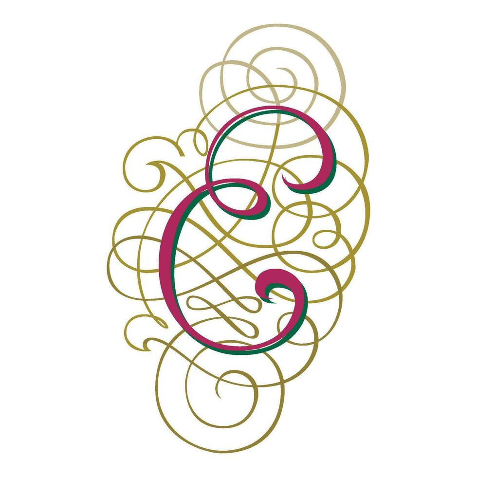 Fantasia Initial Caps Font Capital Letter E vector design