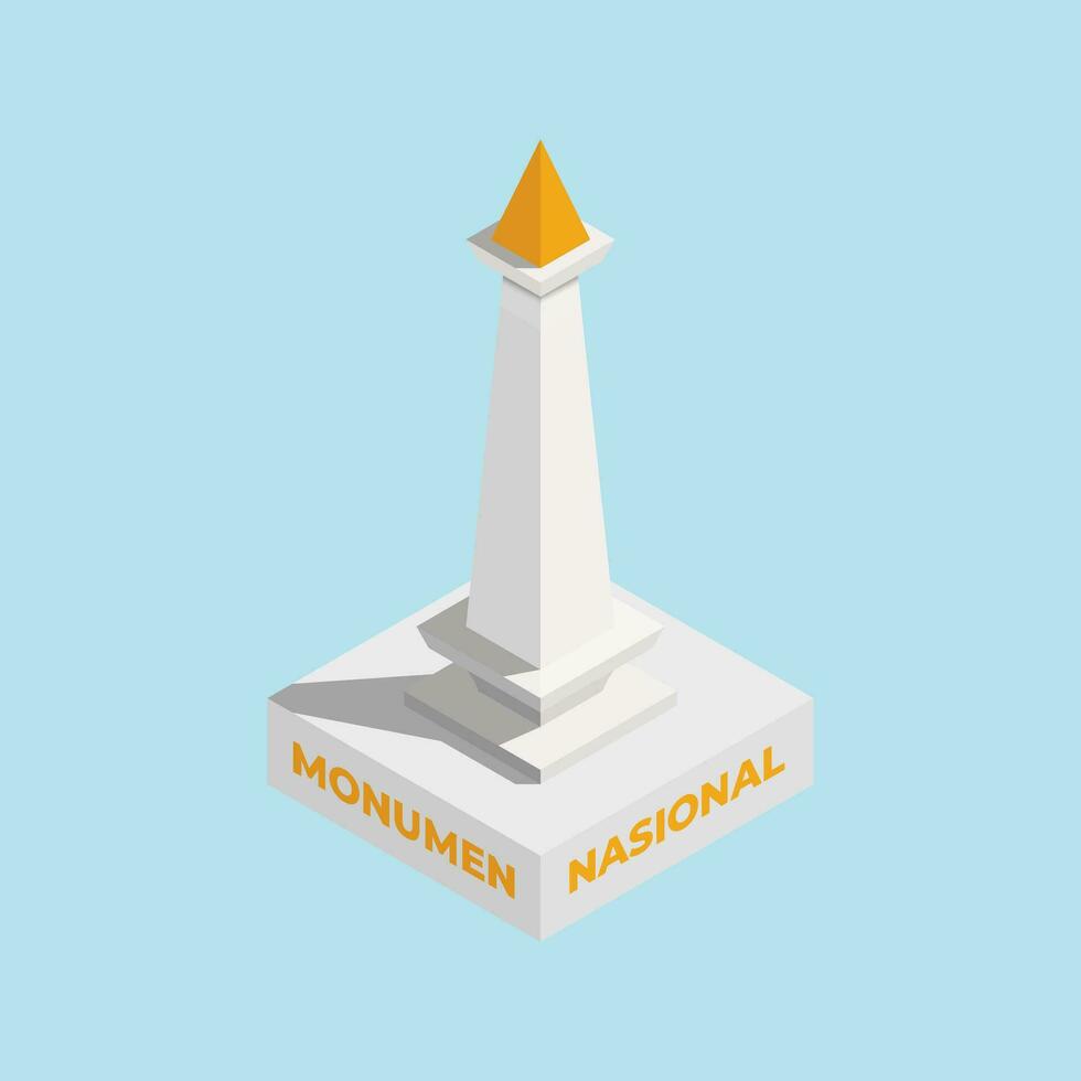 Vector Isometric Design Monas Jakarta