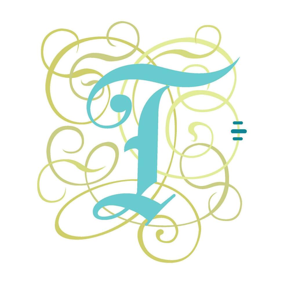 Art Gothic Initial Caps Font Capital Letter T vector design