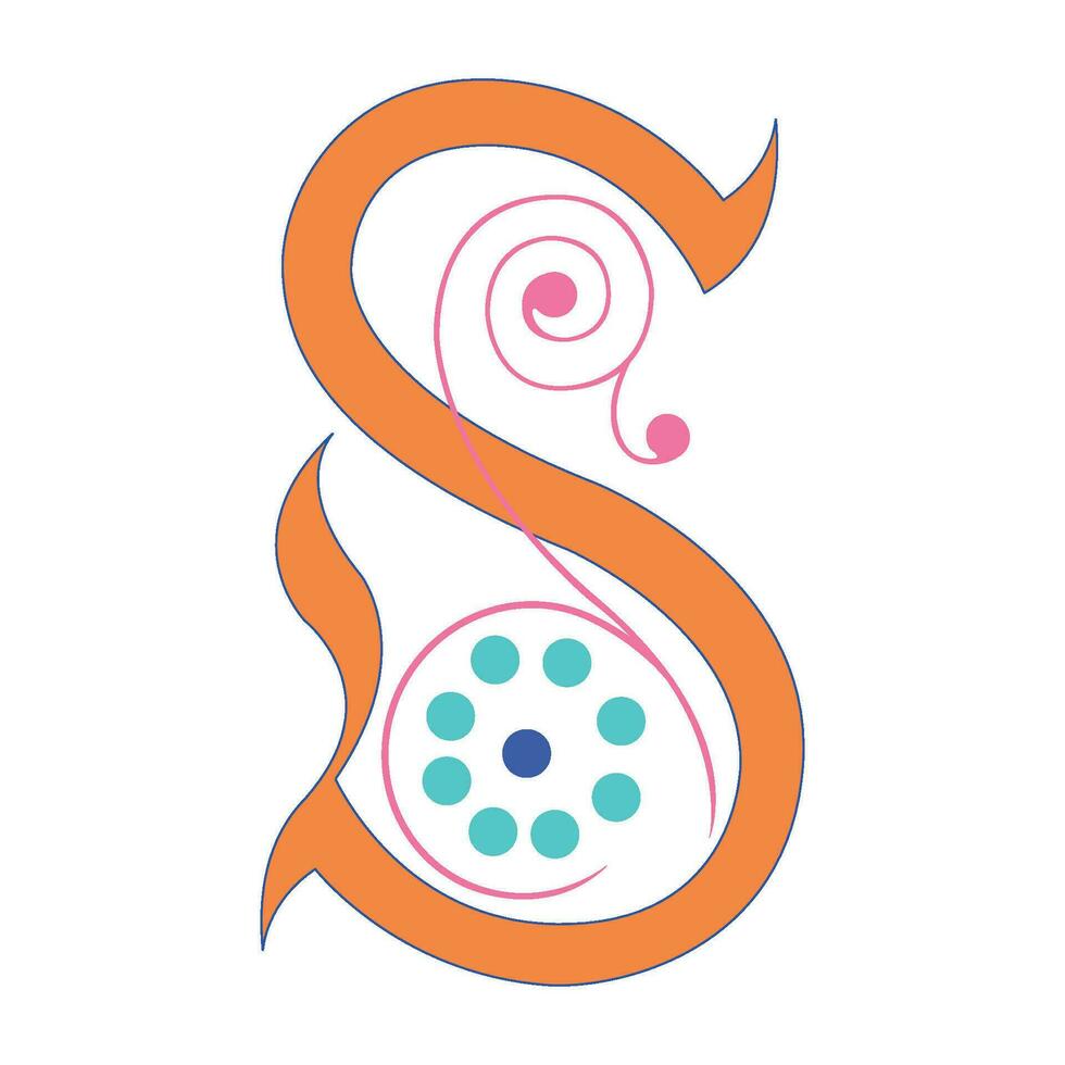 Art Spring Initial Caps Font Capital Letter S vector design illustration
