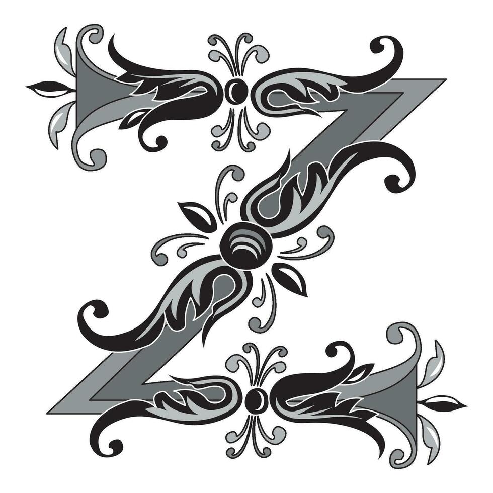 Vincente Initial Caps Font Capital Letter Z vector design