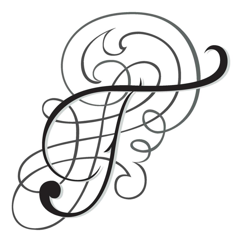 Fantasia Initial Caps Font Capital Letter T vector design