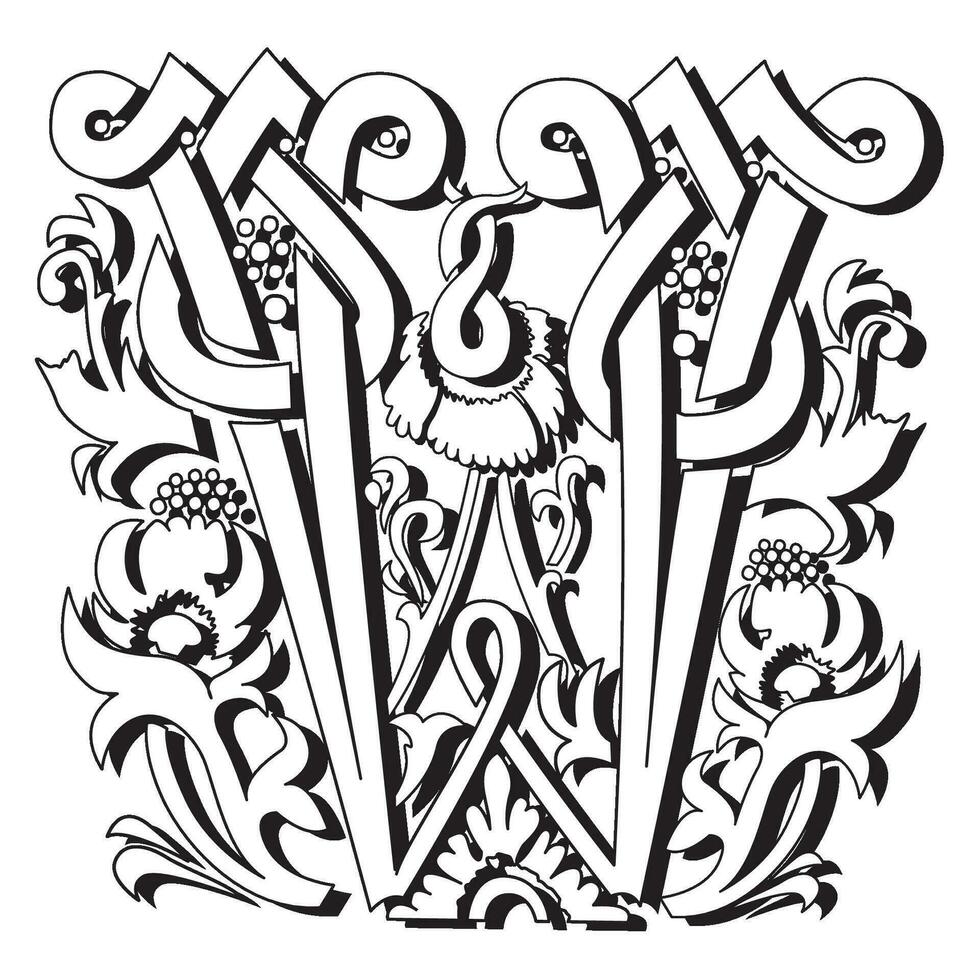 Masselle Initial Caps Font Capital Letter W vector design