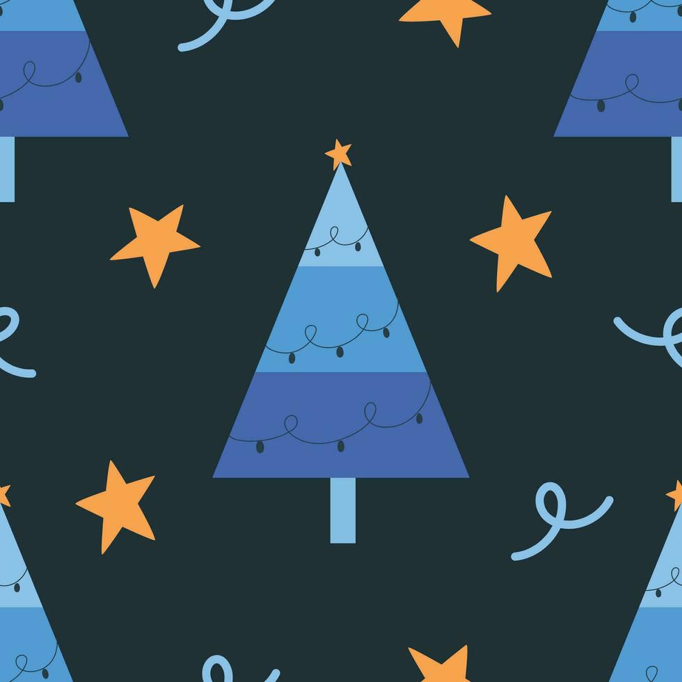 colorful christmas tree with blue concept seamless pattern background for wrapping vector