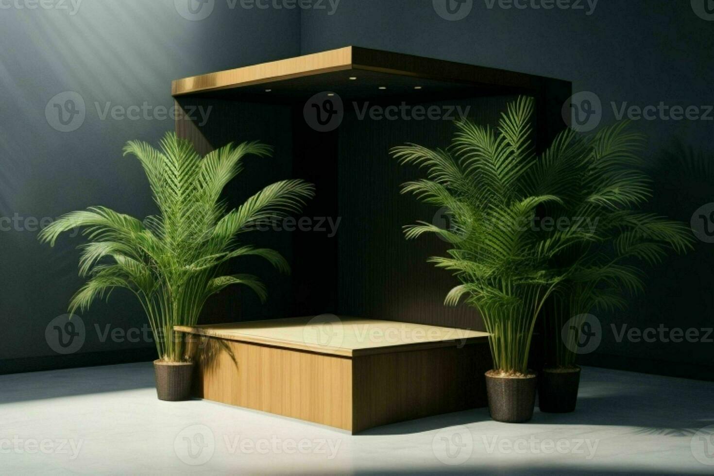 AI generated Premium podium for Presentation of the product with leaves. Pro Photo