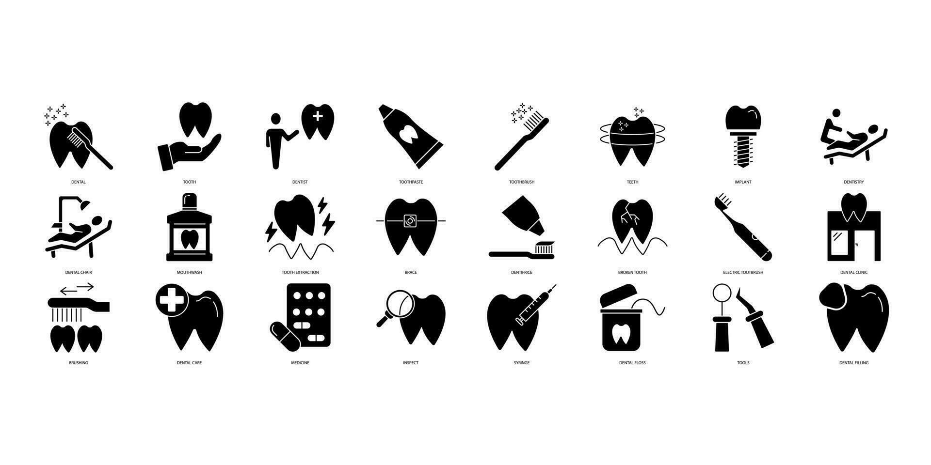 dental icons set. Set of editable stroke icons.Vector set of dental vector