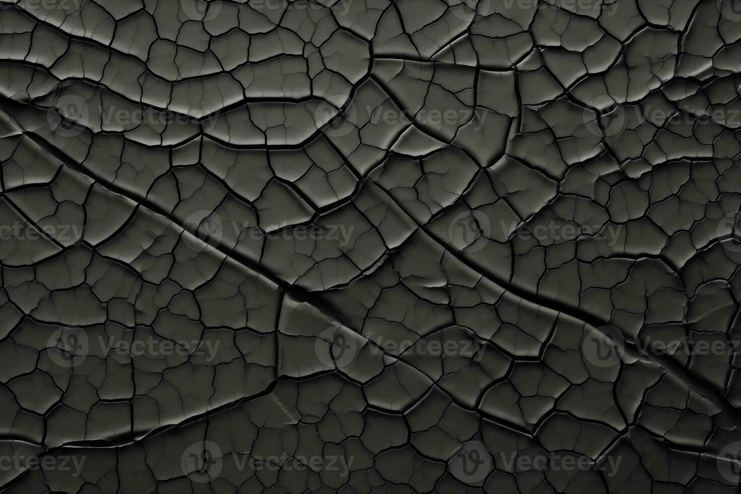 AI generated Background of uneven cracked shiny black texture, soft light and shadow. photo