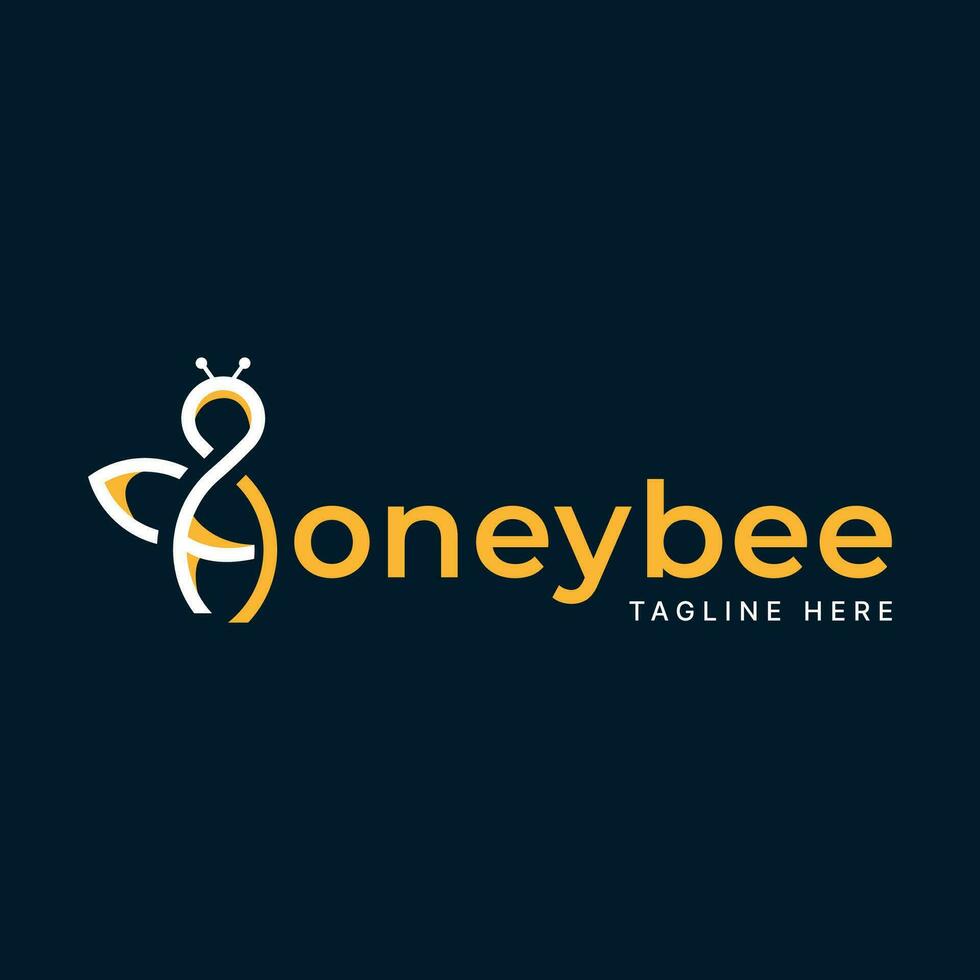 Honey Bee Wordmark Text Logo design Modern Minimal Simple Concept vector