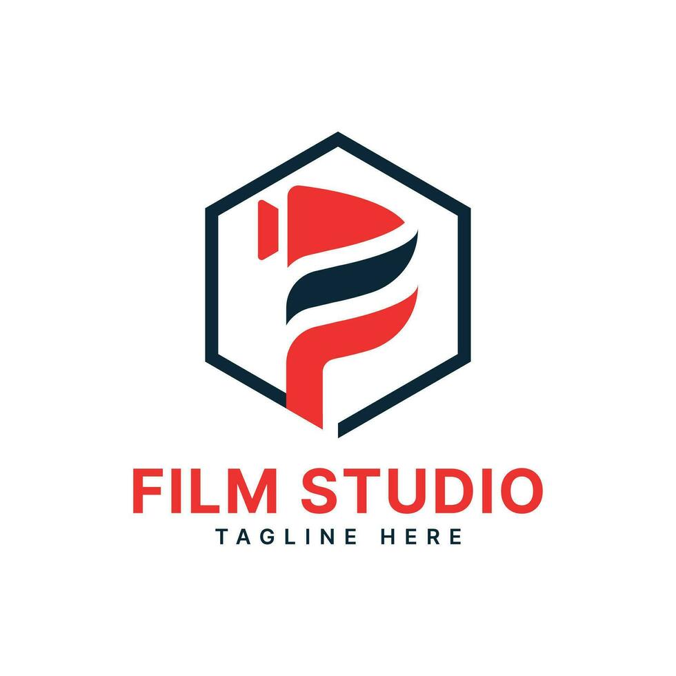 Film studio logo design letter F with camera video production service modern and minimal concept vector