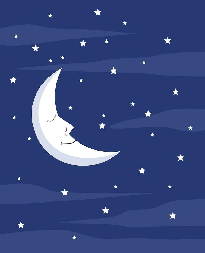 Moon and twinkling stars vector illustration