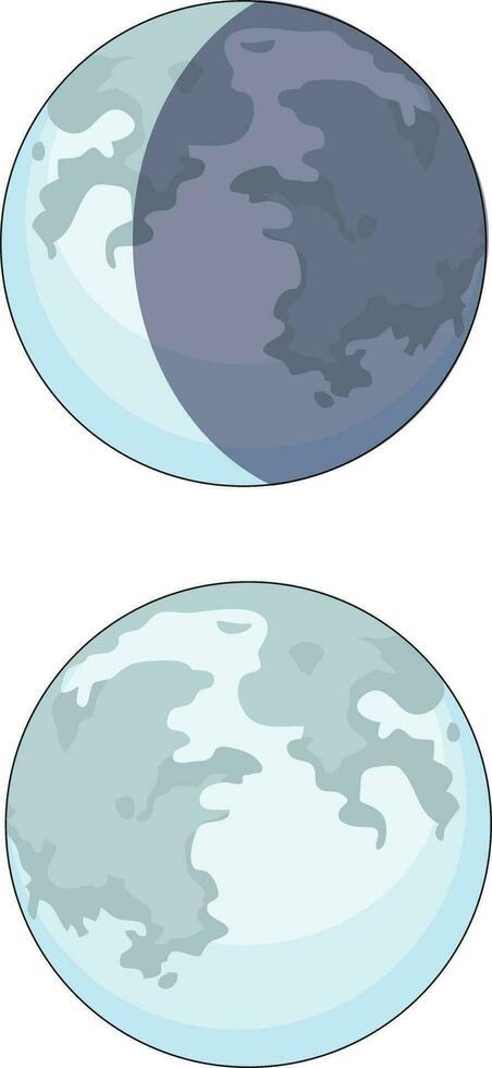 Different phases of Moon vector illustration