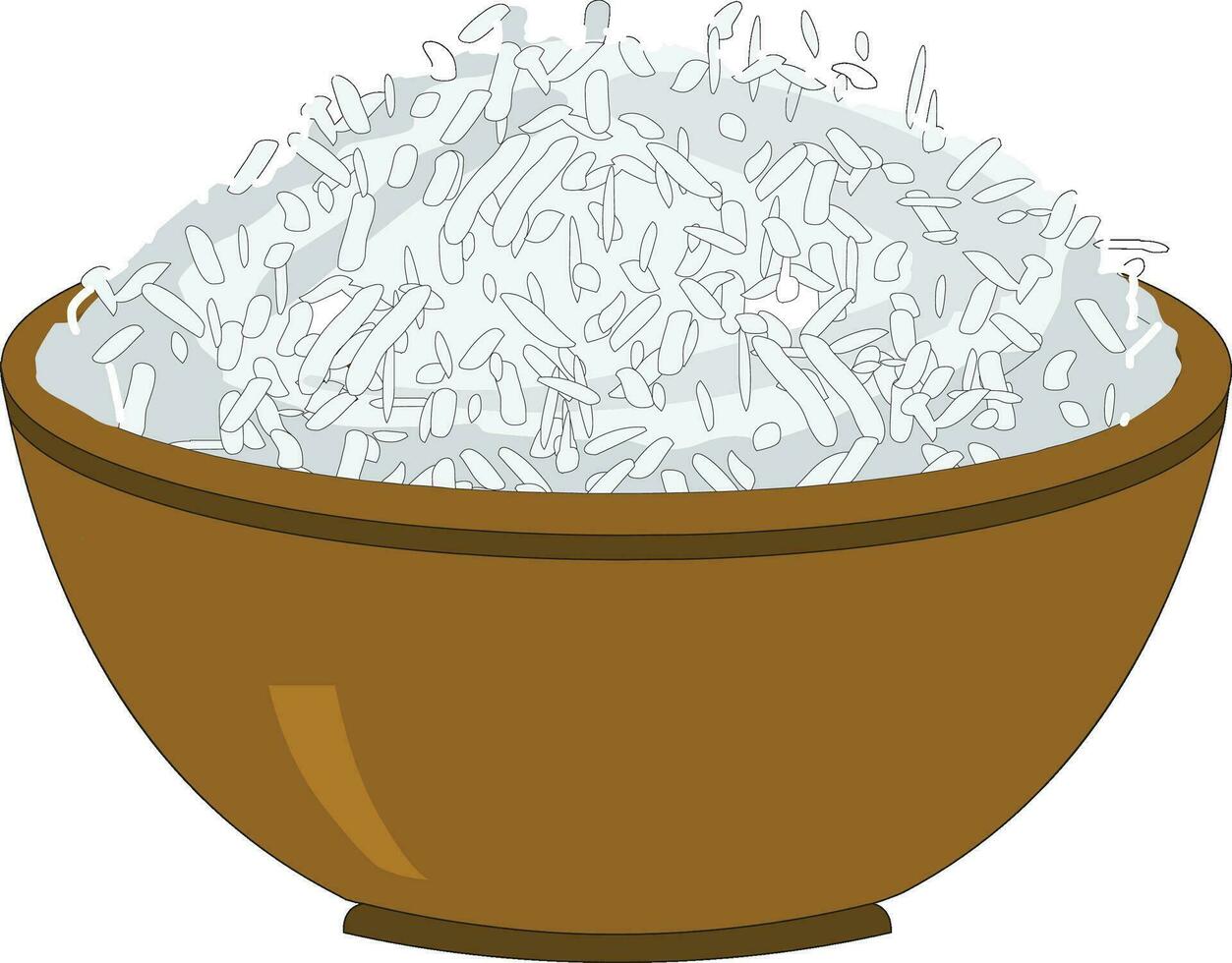 Vector illustration showing a bowl of cooked rice