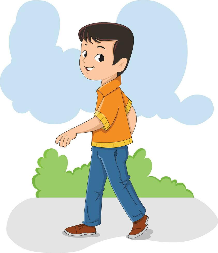pequeño chico caminando en el suelo vector ilustración