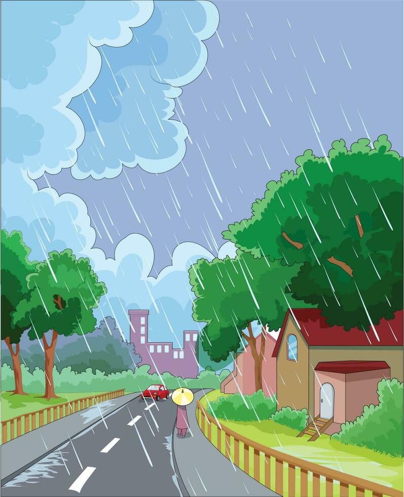 Vector illustration showing rainy season