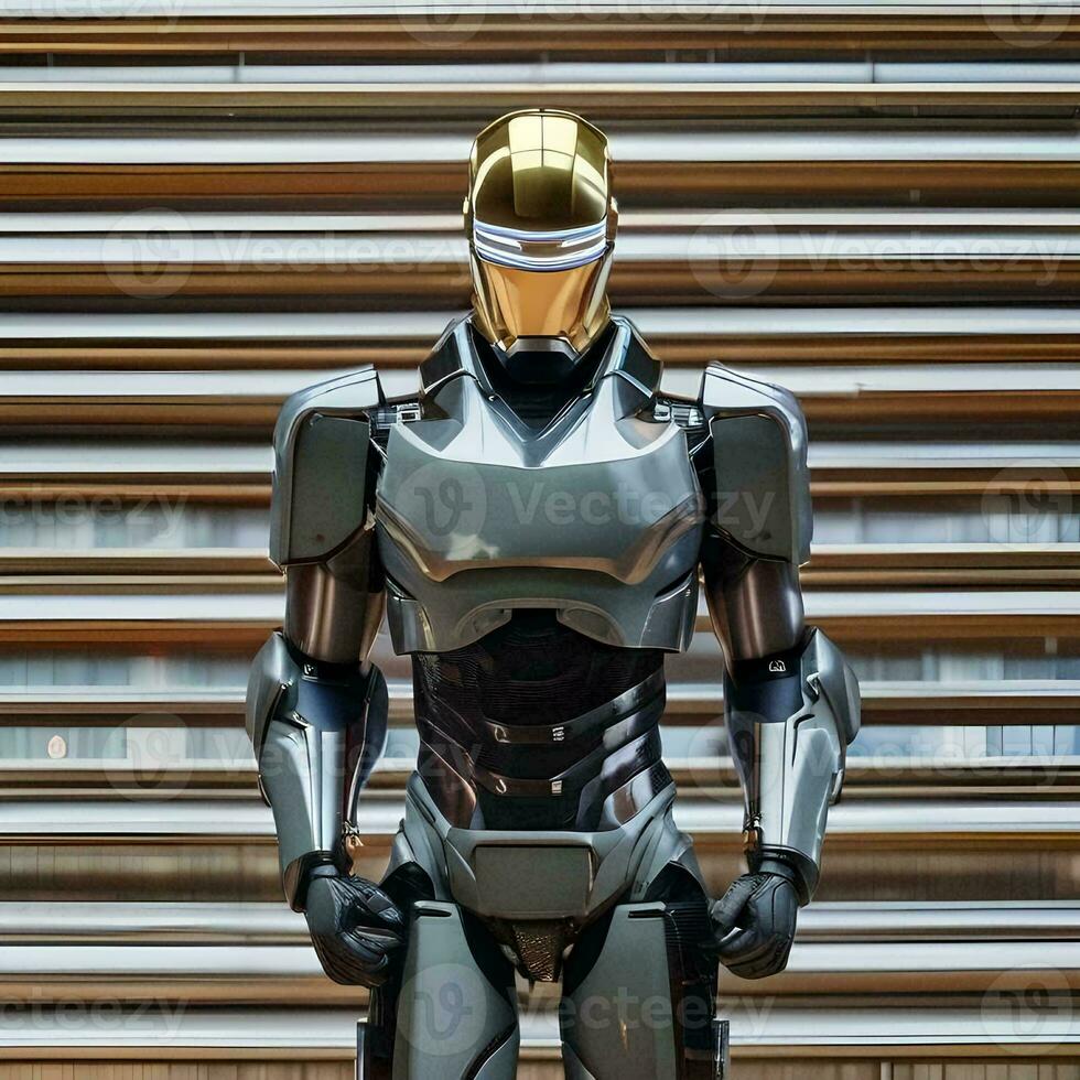 AI generated An android uprising against their human creators, fighting photo