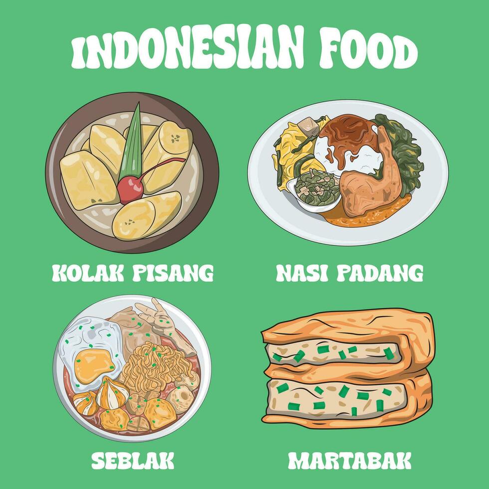 vector de delicioso auténtico indonesio comida