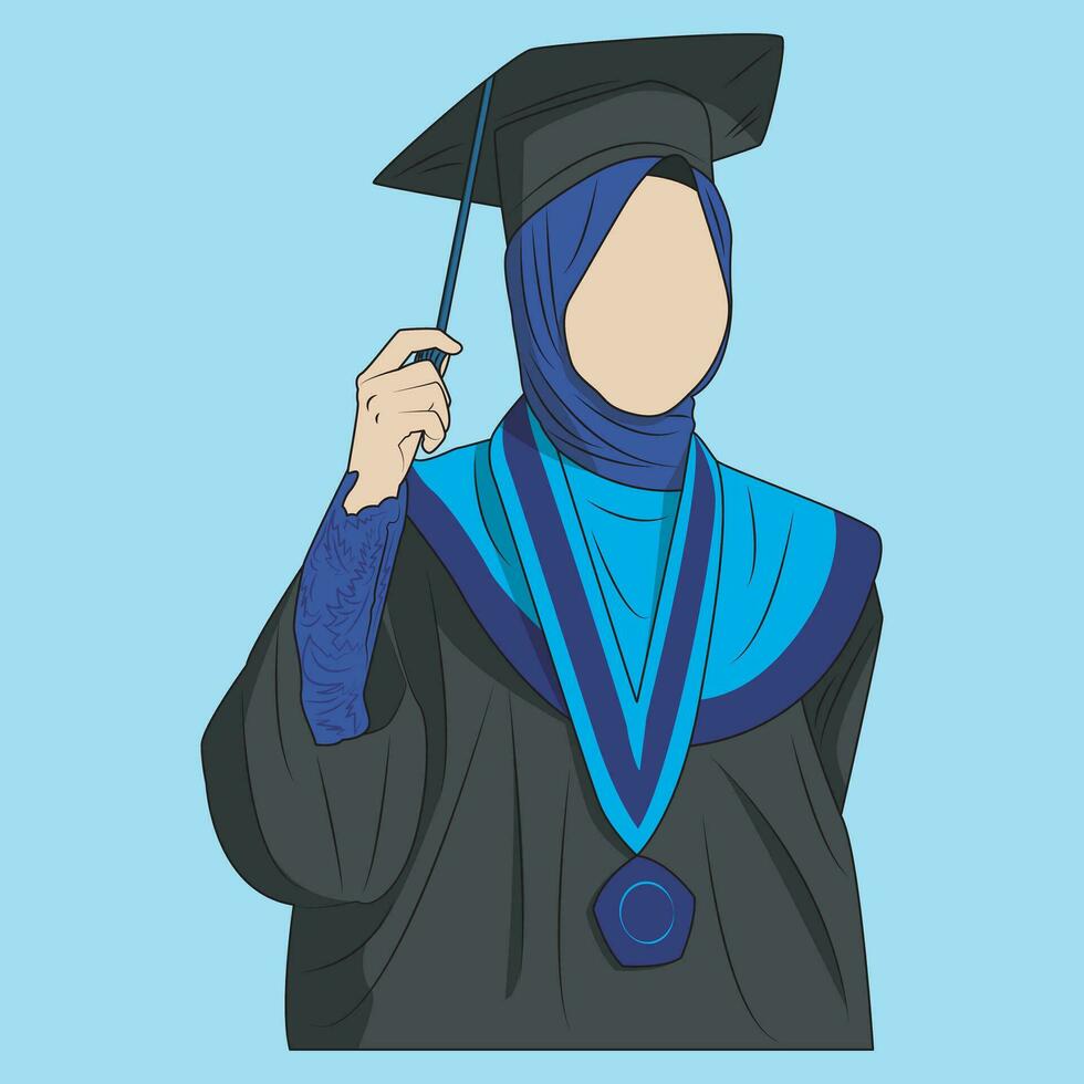 young woman wearing a hijab dressed for graduation vector