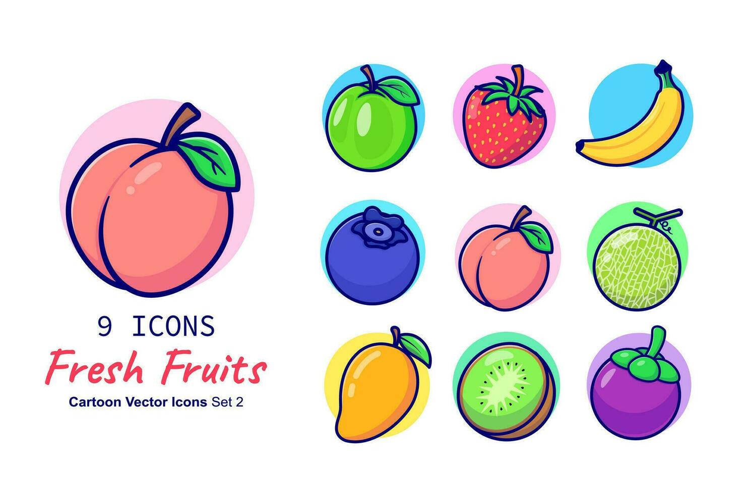 frutas colección dibujos animados vector icono ilustración comida naturaleza icono concepto aislado