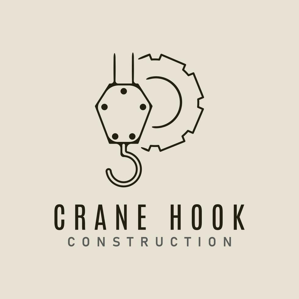 crane hook modern technology line art logo icon and symbol mechanical vector illustration design