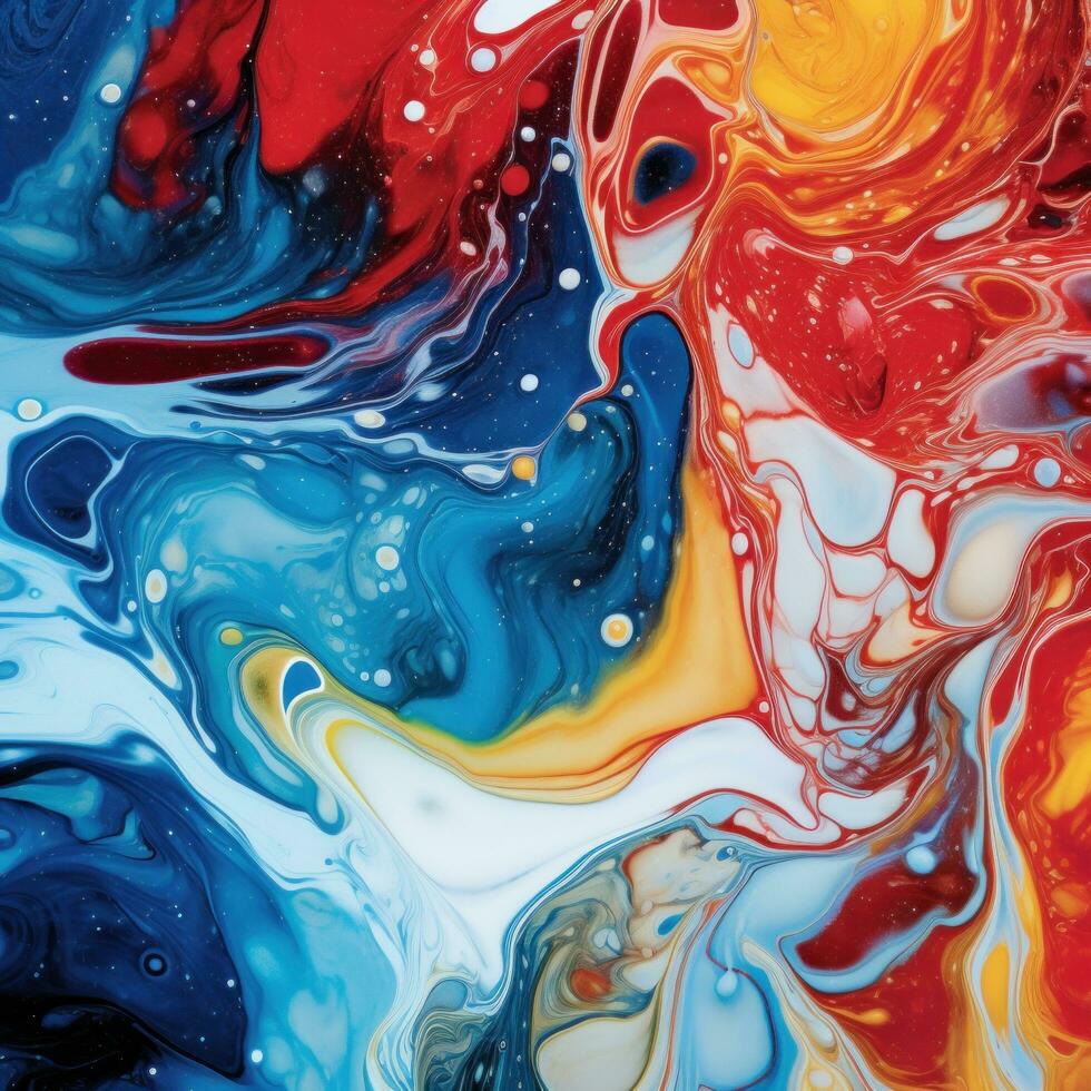 AI generated This photo captures the beauty of swirling, colorful liquids that resemble a marble pattern.