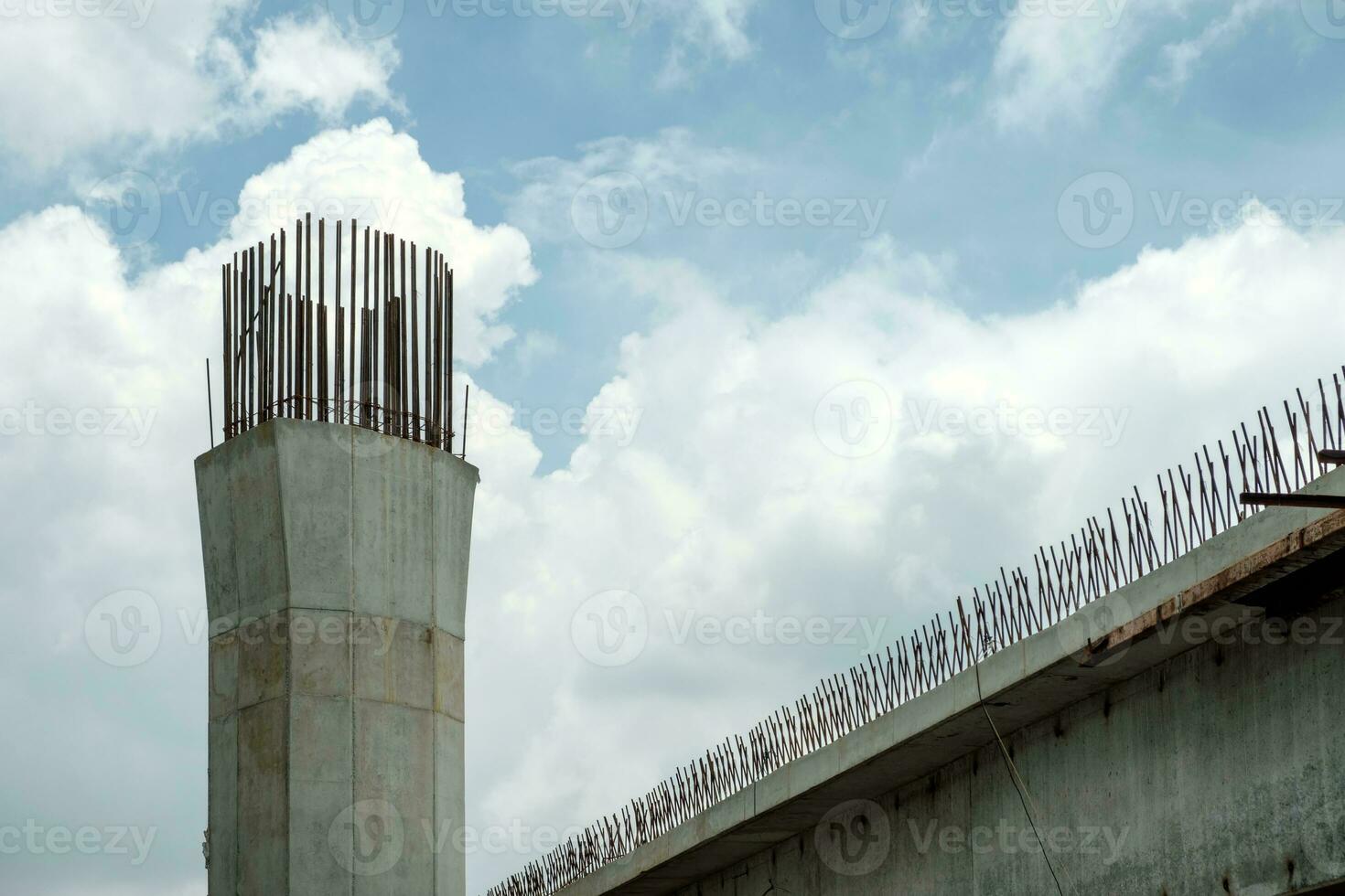 Bridge structure cement pole with steel photo