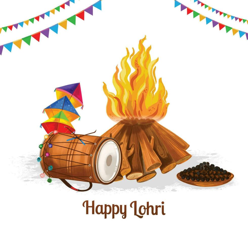 contento lohri indio festival celebracion saludo tarjeta antecedentes vector