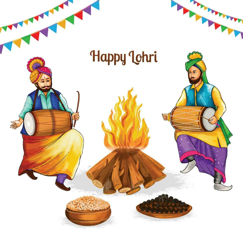 Happy lohri cultural festival of punjab background vector