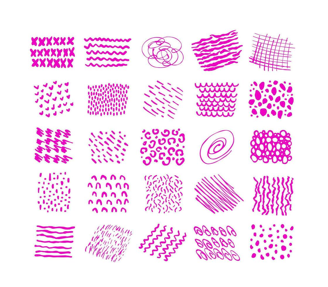 tinta mano dibujado garabato rosado textura conjunto vector