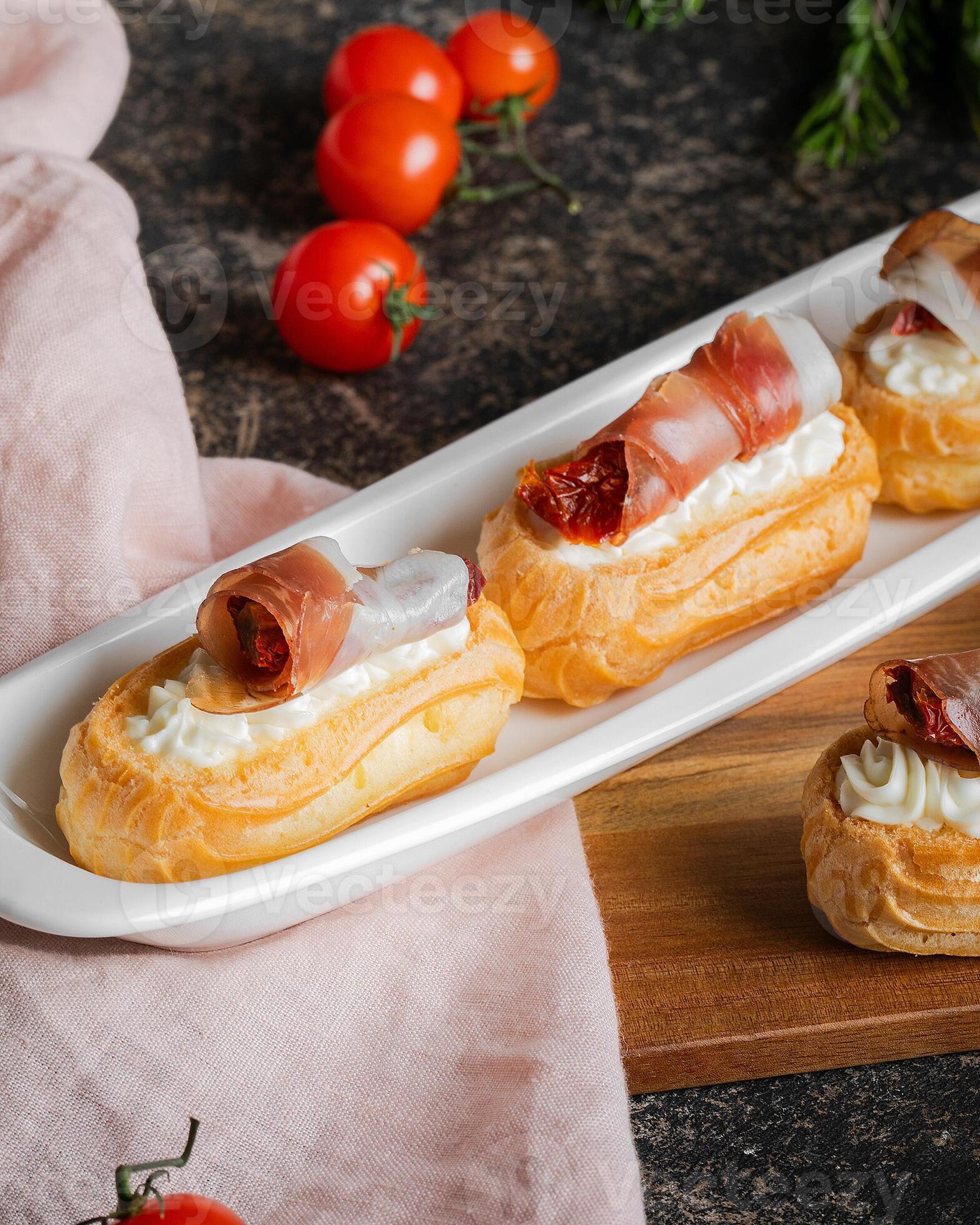 AI generated Elegant Cream Cheese Prosciutto Appetizers Display