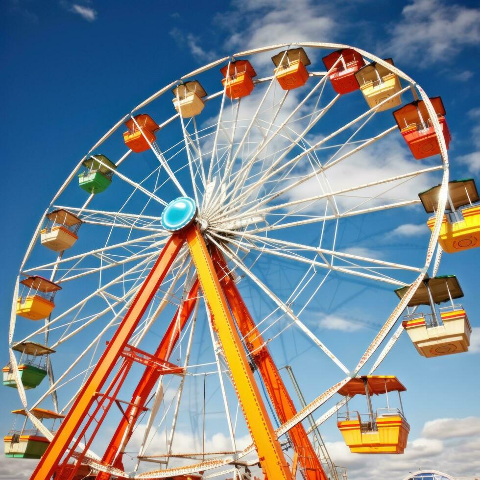 AI generated A towering Ferris wheel serves as the focal point of this carnival-themed photo